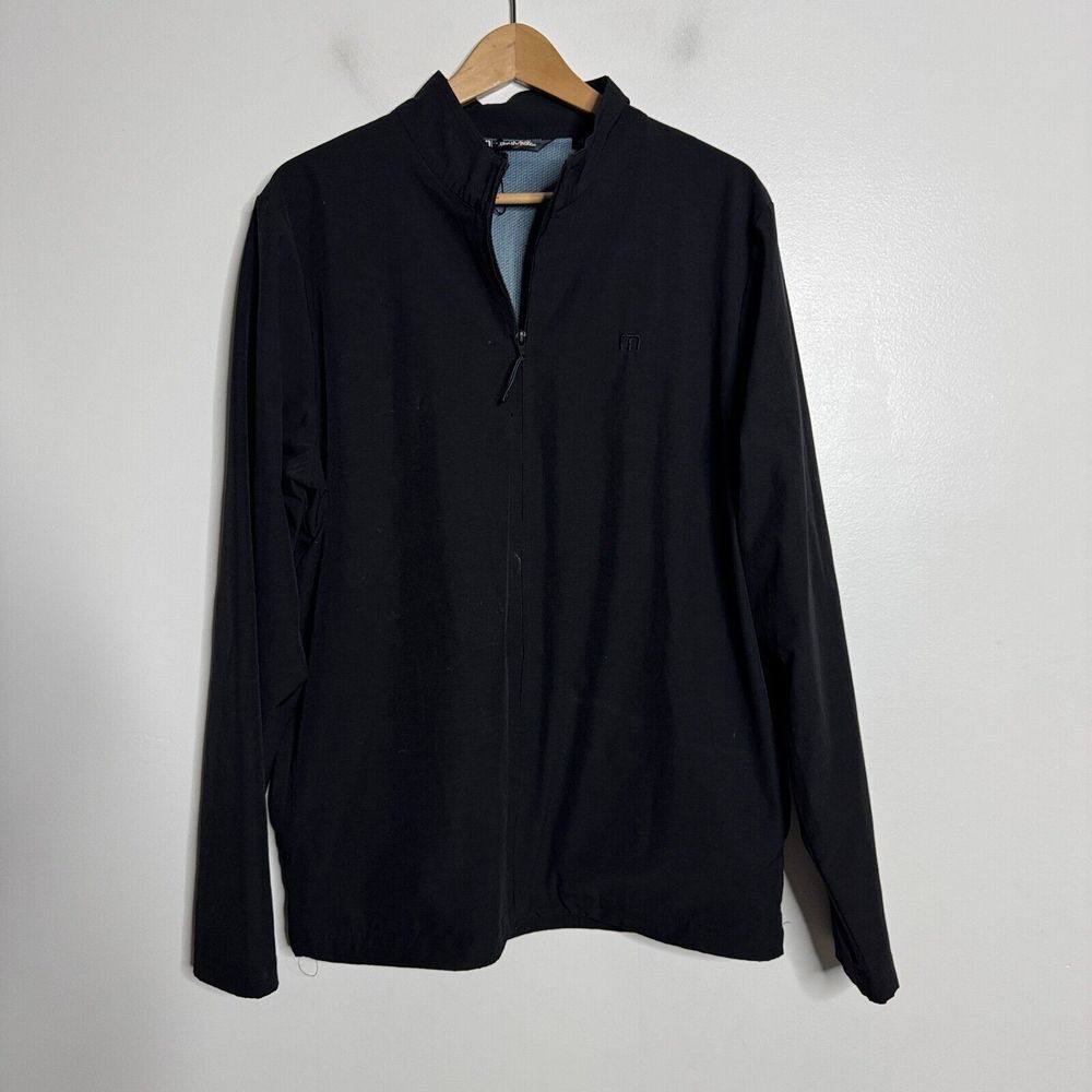 Travis Matthew‎ Jacket Mens Solid Black Windbreaker Full Zip Lightweight L